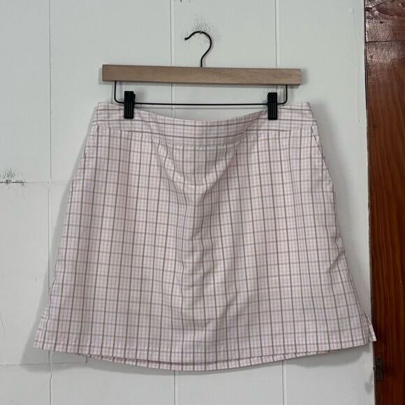 Adidas Pink Tan Plaid Golf Skort Size 12 - Picture 1 of 5